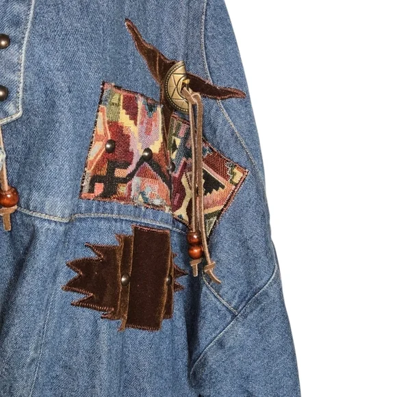 MASS New York Paris Vintage Denim Jacket with Western Accents - Picture 5 of 8